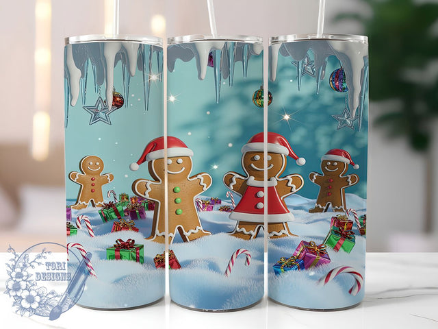 3D Gingerbread Christmas Tumbler, Christmas Cookie Sublimation Design, Festive Holiday Cup Art, 20oz Xmas Tumbler, Whimsical Gingerbread Mug, Stylish Christmas Cup, Cozy Holiday Wrap Sublimation ToriDesigns 