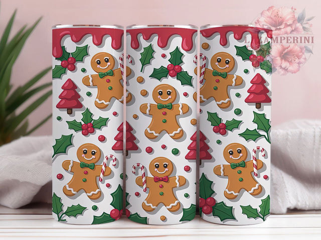 3D Gingerbread Christmas Tumbler, Seamless Christmas Sublimation Design, Festive Gingerbread Art, 20oz Holiday Tumbler, Whimsical Gingerbread Mug, Sweet Christmas Cup, Cute Holiday Wrap Sublimation Li Zamperini 