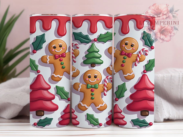 3D Gingerbread Christmas Tumbler, Seamless Christmas Sublimation Design, Festive Gingerbread Art, 20oz Holiday Tumbler, Whimsical Gingerbread Mug, Sweet Christmas Cup, Cute Holiday Wrap Sublimation Li Zamperini 