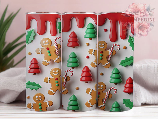 3D Gingerbread Christmas Tumbler, Seamless Christmas Sublimation Design, Festive Gingerbread Art, 20oz Holiday Tumbler, Whimsical Gingerbread Mug, Sweet Christmas Cup, Cute Holiday Wrap Sublimation Li Zamperini 