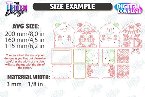 3D Gingerbread Decorative House Laser Cut, Christmas Village Houses SVG, Miniature House SVG, Christmas Decor SVG The T Store Design 