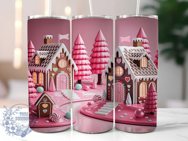 3D Gingerbread House Christmas Tumbler, 3D Christmas Wrap, Holiday Bakery Design, Sublimation Cup, 20oz Skinny Tumbler, Festive Drinkware, Cozy Christmas Style Sublimation ToriDesigns 