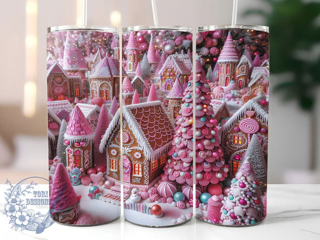 3D Gingerbread House Christmas Tumbler, 3D Christmas Wrap, Holiday Bakery Design, Sublimation Cup, 20oz Skinny Tumbler, Festive Drinkware, Cozy Christmas Style Sublimation ToriDesigns 