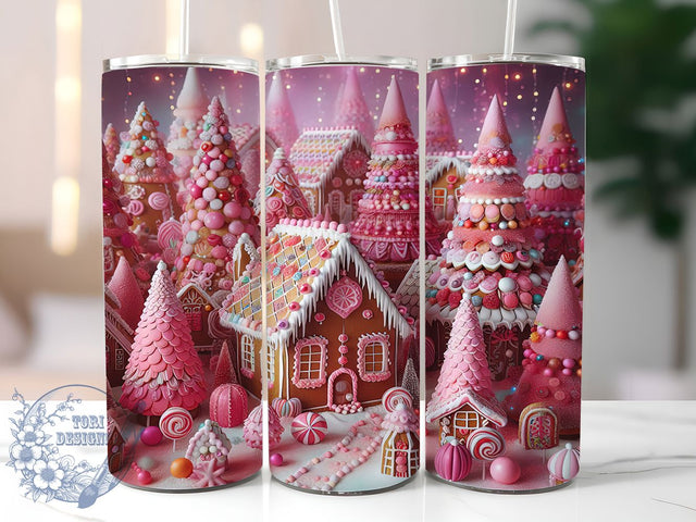 3D Gingerbread House Christmas Tumbler, 3D Christmas Wrap, Holiday Bakery Design, Sublimation Cup, 20oz Skinny Tumbler, Festive Drinkware, Cozy Christmas Style Sublimation ToriDesigns 