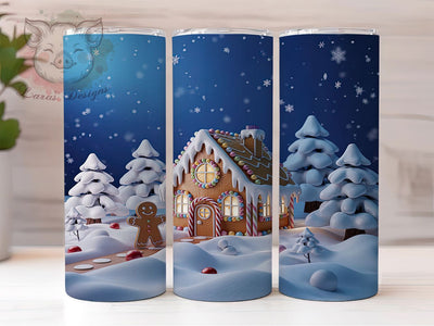 3D Gingerbread House Christmas Tumbler, Christmas Cookie Wrap, Holiday Bakery Sublimation, Festive Gingerbread Cup, 20Oz Skinny Tumbler Wrap, Sweet Christmas Mug, Cozy Holiday Cottage Design Sublimation Lara' s Designs 