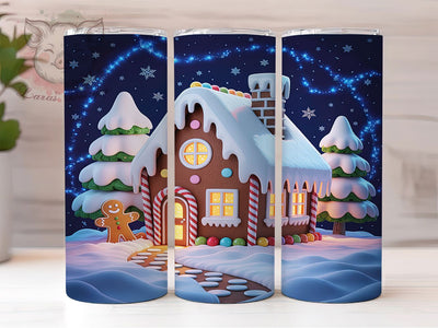 3D Gingerbread House Christmas Tumbler, Christmas Cookie Wrap, Holiday Bakery Sublimation, Festive Gingerbread Cup, 20Oz Skinny Tumbler Wrap, Sweet Christmas Mug, Cozy Holiday Cottage Design Sublimation Lara' s Designs 