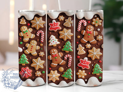 3D Gingerbread House Christmas Tumbler, Inflated Christmas Wrap, Festive Holiday Sublimation Design, Cute Gingerbread Cup, 20Oz Skinny Tumbler Wrap, Whimsical Christmas Mug, Sweet Holiday House Design Sublimation ToriDesigns 