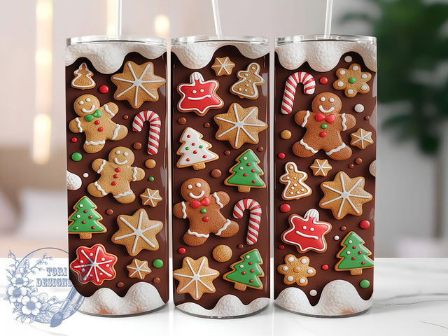 3D Gingerbread House Christmas Tumbler, Inflated Christmas Wrap, Festive Holiday Sublimation Design, Cute Gingerbread Cup, 20Oz Skinny Tumbler Wrap, Whimsical Christmas Mug, Sweet Holiday House Design Sublimation ToriDesigns 
