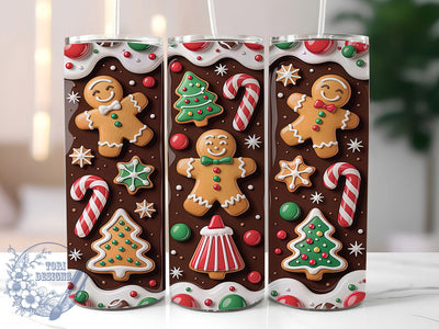 3D Gingerbread House Christmas Tumbler, Inflated Christmas Wrap, Festive Holiday Sublimation Design, Cute Gingerbread Cup, 20Oz Skinny Tumbler Wrap, Whimsical Christmas Mug, Sweet Holiday House Design Sublimation ToriDesigns 