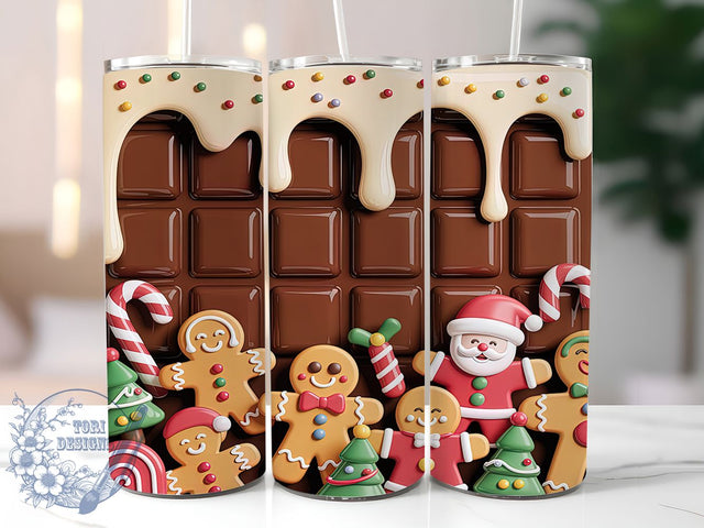 3D Gingerbread House Christmas Tumbler, Inflated Christmas Wrap, Festive Holiday Sublimation Design, Cute Gingerbread Cup, 20Oz Skinny Tumbler Wrap, Whimsical Christmas Mug, Sweet Holiday House Design Sublimation ToriDesigns 