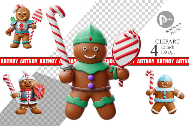 3D Gingerbread Knight Clipart Sublimation artnoy 
