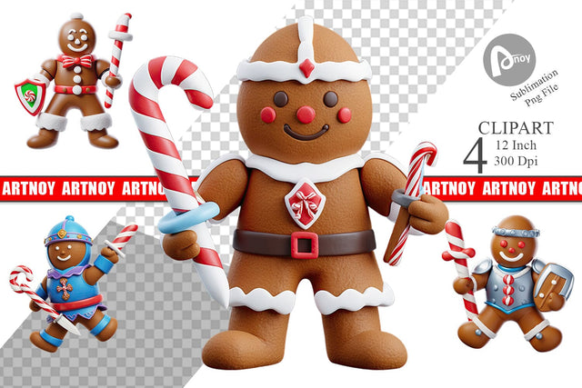3D Gingerbread Knight Clipart Sublimation artnoy 