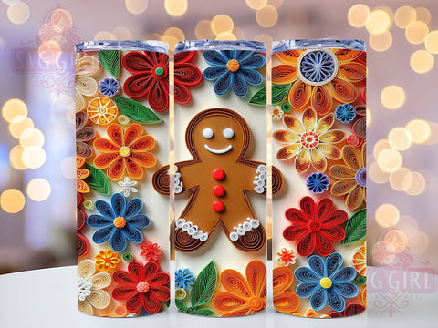 3D Gingerbread Man Christmas Tumbler Wrap, 3D Gingerbread Man, Tumbler Wrap, Sublimation Design, Holiday Tumbler, Christmas Gift, Custom Tumbler, Baking Theme Sublimation SvggirlplusArt 