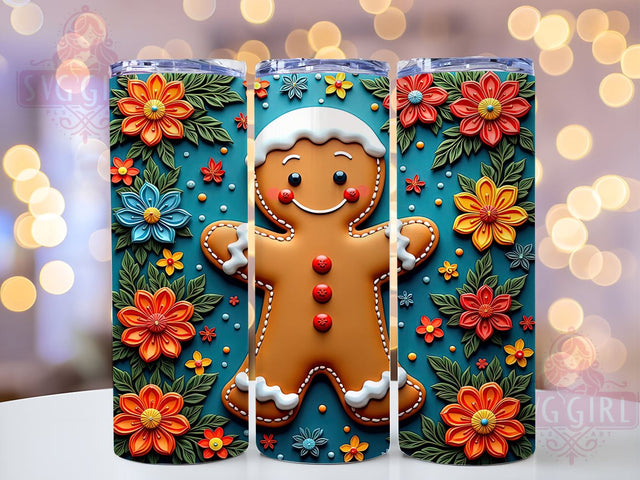 3D Gingerbread Man Christmas Tumbler Wrap, 3D Gingerbread Man, Tumbler Wrap, Sublimation Design, Holiday Tumbler, Christmas Gift, Custom Tumbler, Baking Theme Sublimation SvggirlplusArt 