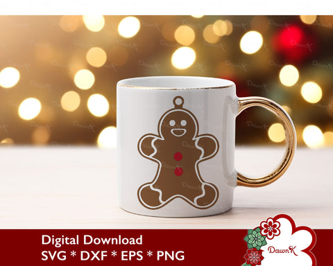 3D Gingerbread Man Ornament SVG - Christmas Tree Cut File SVG DawnKDesigns 