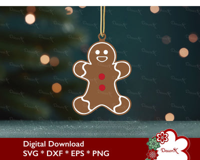 3D Gingerbread Man Ornament SVG - Christmas Tree Cut File SVG DawnKDesigns 