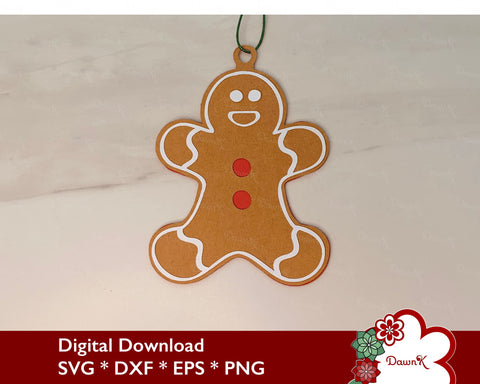 3D Gingerbread Man Ornament SVG - Christmas Tree Cut File SVG DawnKDesigns 