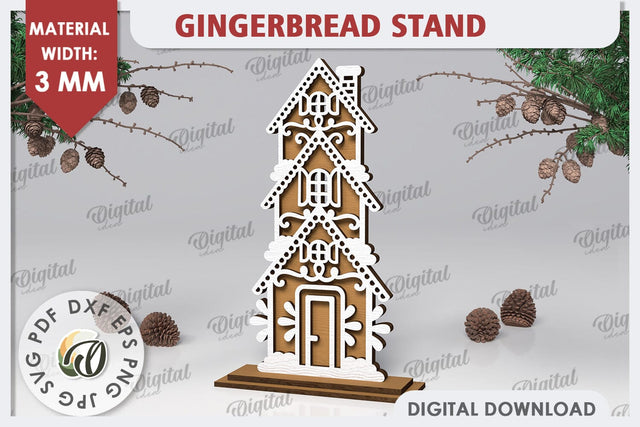 3D Gingerbread Stand Laser Cut Design. Christmas Decor SVG SVG Evgenyia Guschina 