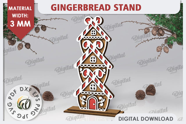 3D Gingerbread Stand Laser Cut Design. Christmas Decor SVG SVG Evgenyia Guschina 