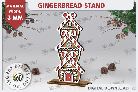 3D Gingerbread Stands Laser Cut Bundle. Christmas Decor SVG SVG Evgenyia Guschina 