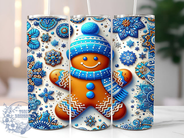 3D Gingerbread Tumbler Wrap, Christmas Gingerbread Design Tumbler, Holiday Tumbler Wrap, 20oz Sublimation Wrap, Digital Download Tumbler, Festive Gingerbread Art, Cute Christmas Tumbler Sublimation ToriDesigns 