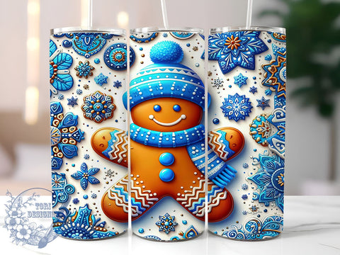 3D Gingerbread Tumbler Wrap, Christmas Gingerbread Design Tumbler, Holiday Tumbler Wrap, 20oz Sublimation Wrap, Digital Download Tumbler, Festive Gingerbread Art, Cute Christmas Tumbler Sublimation ToriDesigns 