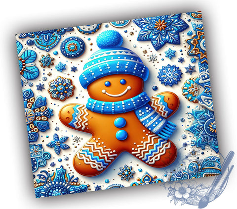 3D Gingerbread Tumbler Wrap, Christmas Gingerbread Design Tumbler, Holiday Tumbler Wrap, 20oz Sublimation Wrap, Digital Download Tumbler, Festive Gingerbread Art, Cute Christmas Tumbler Sublimation ToriDesigns 