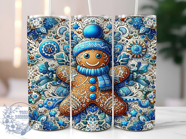 3D Gingerbread Tumbler Wrap, Christmas Gingerbread Design Tumbler, Holiday Tumbler Wrap, 20oz Sublimation Wrap, Digital Download Tumbler, Festive Gingerbread Art, Cute Christmas Tumbler Sublimation ToriDesigns 