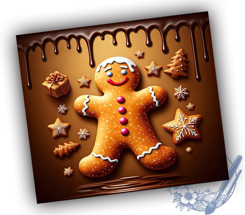 3D Gingerbread Tumbler Wrap, Christmas Tumbler Design, Holiday Gingerbread Wrap, 20oz Sublimation Wrap, Digital Download Tumbler, Festive Gingerbread Art, Cute Christmas Tumbler Design Sublimation ToriDesigns 