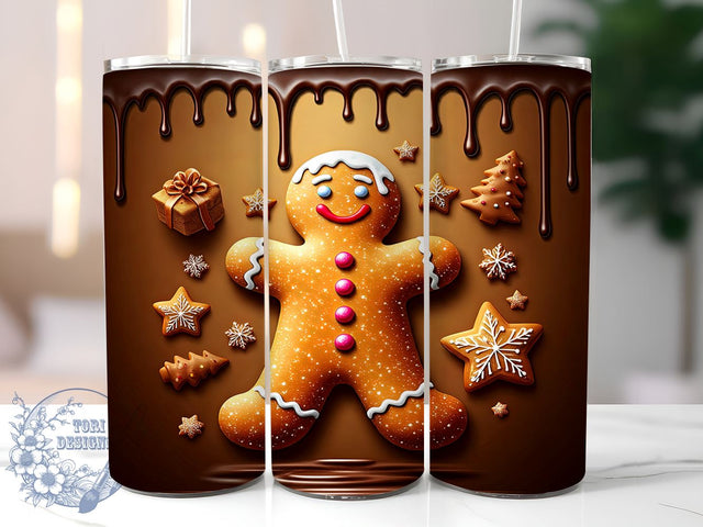 3D Gingerbread Tumbler Wrap, Christmas Tumbler Design, Holiday Gingerbread Wrap, 20oz Sublimation Wrap, Digital Download Tumbler, Festive Gingerbread Art, Cute Christmas Tumbler Design Sublimation ToriDesigns 
