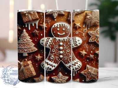 3D Gingerbread Tumbler Wrap, Christmas Tumbler Design, Holiday Gingerbread Wrap, 20oz Sublimation Wrap, Digital Download Tumbler, Festive Gingerbread Art, Cute Christmas Tumbler Design Sublimation ToriDesigns 
