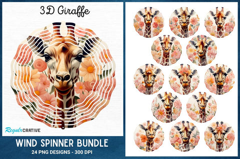 3D Giraffe Wind Spinner Sublimation Designs Bundle Sublimation Regulrcrative 