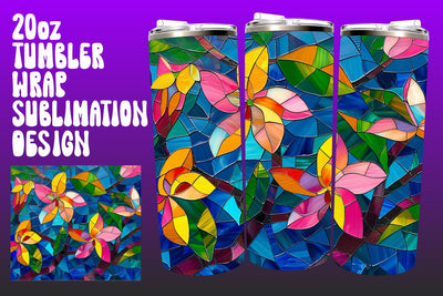 3D Glass Tree Tumbler Wrap 20oz PNG Sublimation afrosvg 