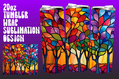 3D Glass Tree Tumbler Wrap 20oz PNG Sublimation afrosvg 
