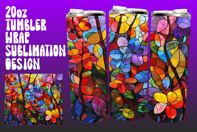 3D Glass Tree Wrap Tumbler 20oz PNG Sublimation afrosvg 