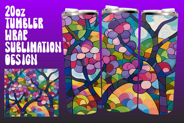 3D Glass Tumbler Wrap 20oz Spring PNG Sublimation afrosvg 