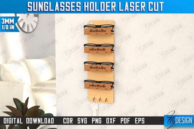 3D Glasses Holder Laser Cut | Eyeglass Stand | Sunglasses Holder | CNC File SVG Fly Design 