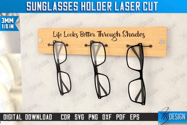 3D Glasses Holder Laser Cut | Eyeglass Stand | Sunglasses Holder | CNC File SVG Fly Design 