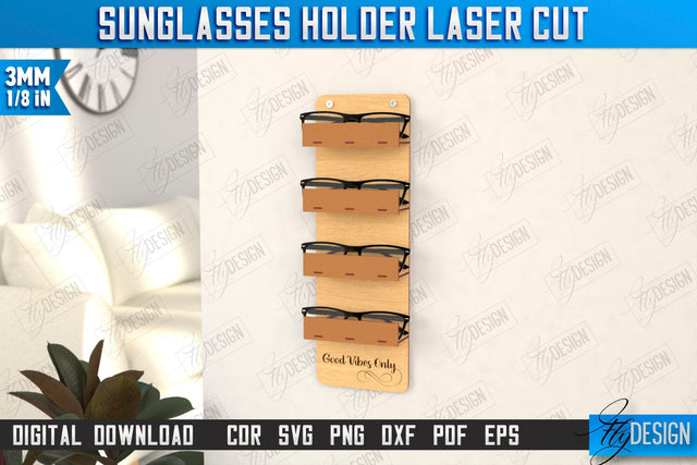 3D Glasses Holder Laser Cut | Eyeglass Stand | Sunglasses Holder | CNC File SVG Fly Design 