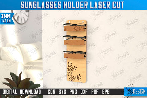 3D Glasses Holders Laser Cut Bundle | Eyeglass Stand | Sunglasses Holder | CNC Files SVG Fly Design 