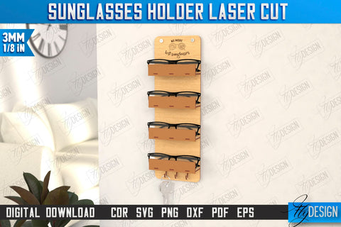 3D Glasses Holders Laser Cut Bundle | Eyeglass Stand | Sunglasses Holder | CNC Files SVG Fly Design 