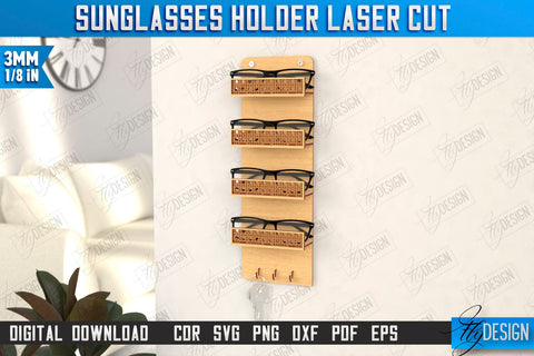 3D Glasses Holders Laser Cut Bundle | Eyeglass Stand | Sunglasses Holder | CNC Files SVG Fly Design 