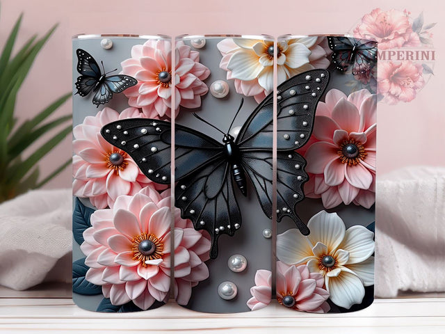 3D Glitter Butterfly 20oz Tumbler, Glitter Wrap, 20oz Sublimation, Butterfly Drinkware, Custom Glitter Mug, Colorful Tumbler, Personalized Butterfly Cup Sublimation Li Zamperini 