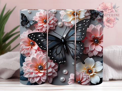 3D Glitter Butterfly 20oz Tumbler, Glitter Wrap, 20oz Sublimation, Butterfly Drinkware, Custom Glitter Mug, Colorful Tumbler, Personalized Butterfly Cup Sublimation Li Zamperini 