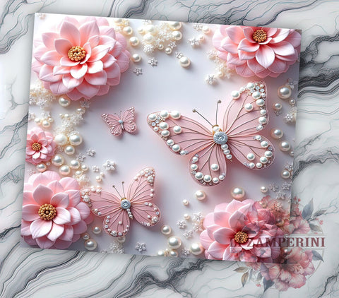 3D Glitter Butterfly 20oz Tumbler, Glitter Wrap, 20oz Sublimation, Butterfly Drinkware, Custom Glitter Mug, Colorful Tumbler, Personalized Butterfly Cup Sublimation Li Zamperini 