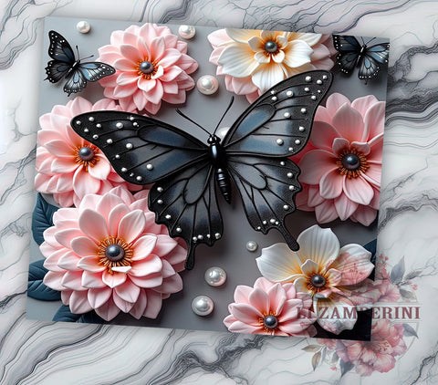 3D Glitter Butterfly 20oz Tumbler, Glitter Wrap, 20oz Sublimation, Butterfly Drinkware, Custom Glitter Mug, Colorful Tumbler, Personalized Butterfly Cup Sublimation Li Zamperini 