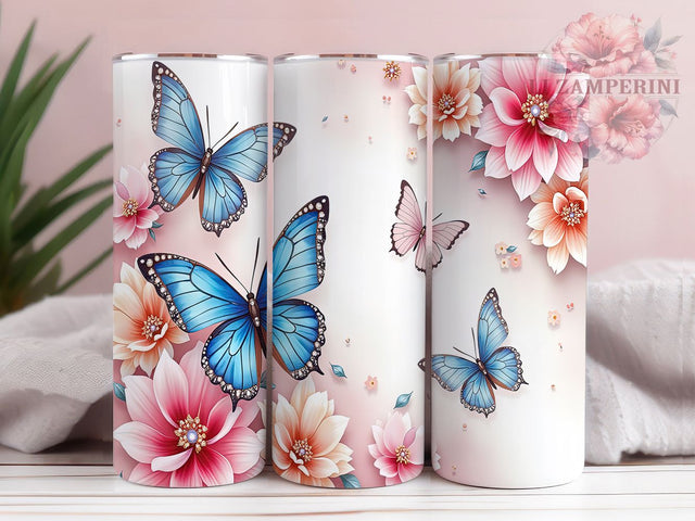 3D Glitter Butterfly Sparkly 20oz Tumbler Wrap, Seamless Butterfly Sublimation, Sparkly 20oz Tumbler Design, Shimmer Butterfly Tumbler, Elegant Butterfly Wrap Sublimation Li Zamperini 