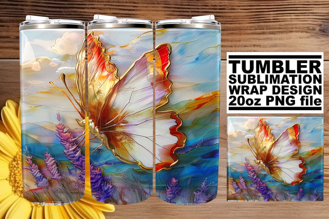 3D Glitter Butterfly Spring Tumbler Sublimation afrosvg 