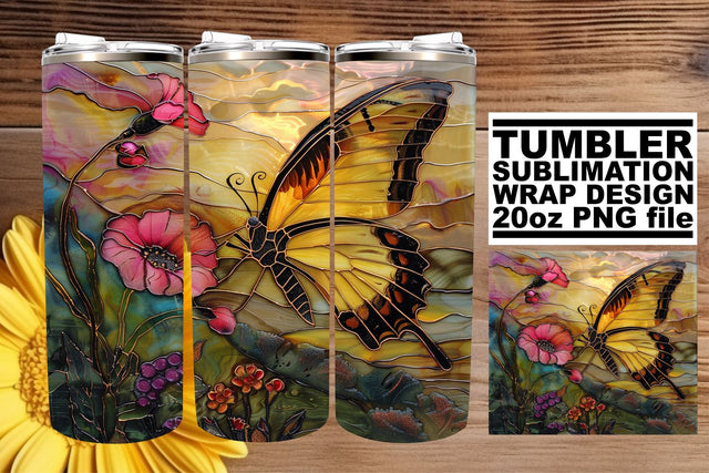 3D Glitter Butterfly Tumbler Skin Sublimation afrosvg 