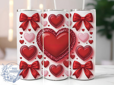 3D Glitter Coquette Heart Tumbler, Coquette Valentine Wrap, 3D Heart Cup, 20oz Sublimation Wrap, Stylish Valentine Design Tumbler, Artistic Glitter Coquette Cup, Glam Love Theme Wrap Sublimation ToriDesigns 